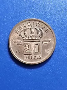 1953 Belgium 20 Centimes (KM.#146) - Picture 1 of 2