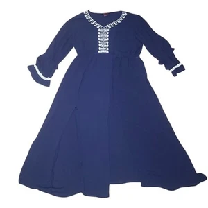 Maxi Vestido Rock & Roll Vaquera Azul Oscuro Ligero Boho Western Talla Grande XLL - Imagen 1 de 11