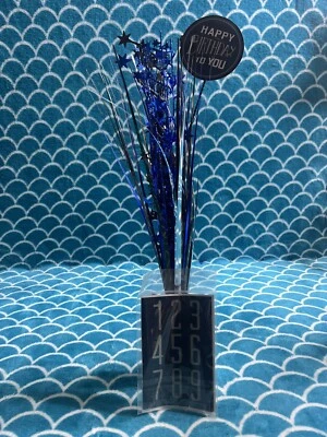 Lote de 6 centros de mesa en aerosol Happy Birthday Man Add-Any-Age 18" negro/azul Foto 1 de 3