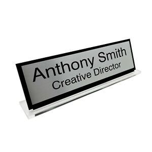 CEO Standing Personalised Desk Name Plate Silver Sign Plaque Work Home Office