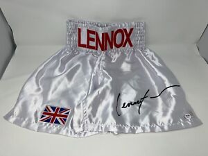 Lennox Lewis Signed Auto Custom Replica Boxing Shorts W/ Name and Patch PSA cert
