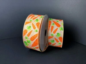 Cinta Lotsa Zanahorias Lino Natural Estampada, Pascua, Natural/Naranja/Verde, 1.5" W - Imagen 1 de 1