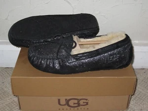 UGG Dakota Glitter Suede Sheepskin Slippers Black Youth Size 5 1002494 K - Picture 1 of 9