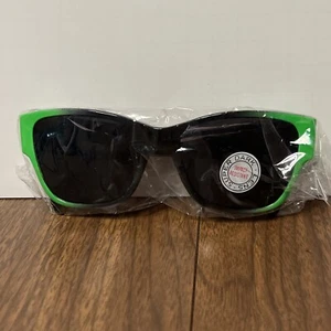 Vtg NOS ROC Taiwan Neon Green/Black Impact Resistant Sunglasses Super Dark Lens - Picture 1 of 4