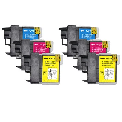6 C/M/Y Tintenpatronen für Brother DCP-365CN, MFC-297C, MFC-5890CN, MFC-J615W - Bild 1 von 4