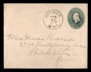 DR WHO 1896 GANZSACHE MERIDEN WY TO PA w20813 - Bild 1 von 2