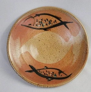 Signed Warila Studio Art Pottery Bowl Two Fish - Picture 1 of 9