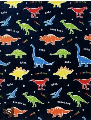 Nueva manta de dinosaurio que brilla en la oscuridad manta para niños 50x60" Foto 1 de 4
