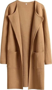 Women's Lightweight Open-Front Knit Cardigan - Long Casual Coatigan Fall Winter - Picture 1 of 105