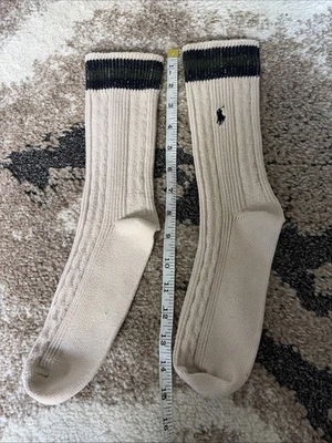 Calcetines de vestir vintage Ralph Lauren beige azul verde a rayas Foto 1 de 4