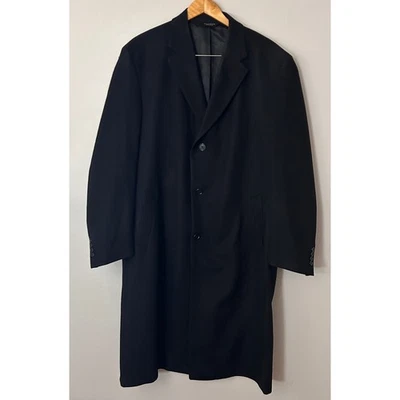 Jos A Bank Men's 42L Black 100% Cashmere Overcoat Classic Winter Luxury Flaw - Image 1 of 4