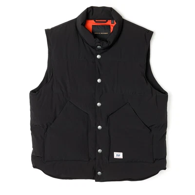 Deus Ex Machina Robson Padded Vest Large Black Orange Snap Front Insulated Gilet - Image 1 of 4