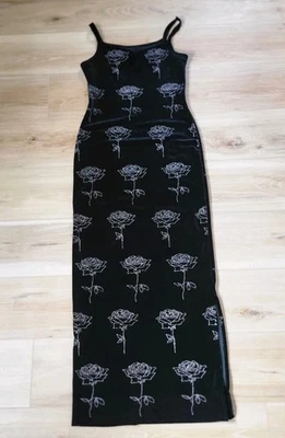 Maxi Vestido De Colección Años 90 Y2K EYE CANDY Negro Terciopelo Rosa Talla S Cachicho Hada Grunge  Foto 1 de 4