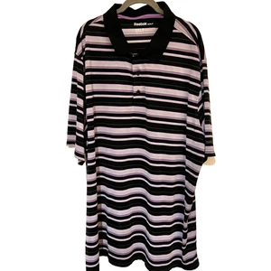 Reebok Golf Polo Shirt 3XLT Tall Golf Casual Outdoor Athletic Men Stripes Purple - Picture 1 of 13