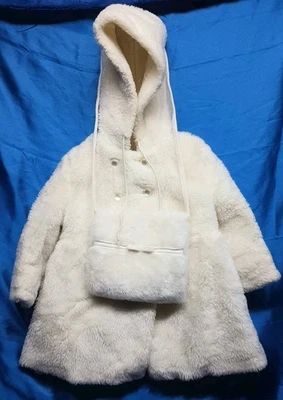 Chaqueta chaquetón vintage años 70 niñas talla 3 crema imitación piel doble botonadura Foto 1 de 4