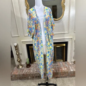 Peace Love Cake Women’s Oversized Duster Kimono Small Multicolor Snake Print - Picture 1 of 9