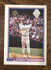 1991 Bowman Rickey Henderson #692 'All Time Leader In Stolen Bases' Gold Crown