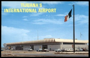 Tijuana International Airport Mexico Mexican Flag Cars C28851 UNP Postcard - Picture 1 of 3