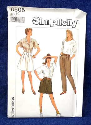 Simplicity 8506 80s High Waist Bermuda Shorts Pants Flare Skirt Sz 12 Uncut - Image 1 of 2