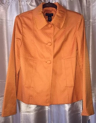 NEW Orange Circle Twister Jacquard Crop Jacket 12 Rafaella NWT $128 Blazer Coat - Image 1 of 4