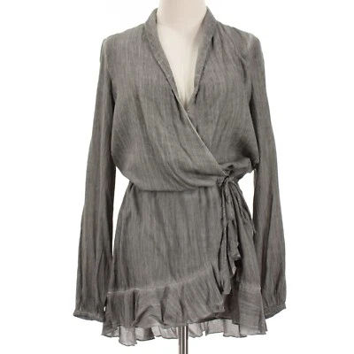 Rococo Sand NWT Long Sleeve Mini Dress w/ Tie Waist Size Large in Gray - Image 1 of 4
