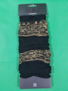 Memoi Legwear Shadow Block Knit Legwarmer 100% Acryl - One Size - Schwarz/Braun  - Bild 1 von 6
