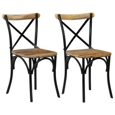 vidaXL Cross Chairs 2 pcs Black Solid Mango Wood - image 1 of 4