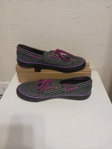 Sperry Top Siders 8.5M Purple black checker shoes with purple laces Sneakers - Picture 1 of 5