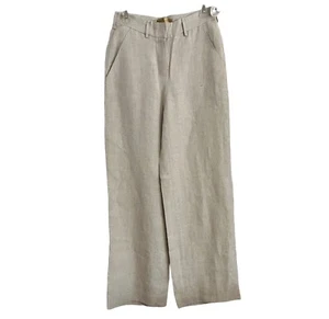 Donna Karan Signature Gold Label 100% Linen Tan Wide Leg Pants Womens 2 NWT $380 - Picture 1 of 16