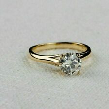 2Ct Round Cut Real Moissanite Women's Engagement Ring Solid 14k Yellow Gold