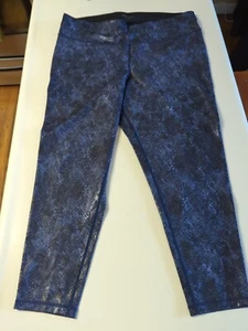 Ideology Women's Active Leggings Blue Snakeskin Running Athletic Pockets New $60 - Picture 1 of 4
