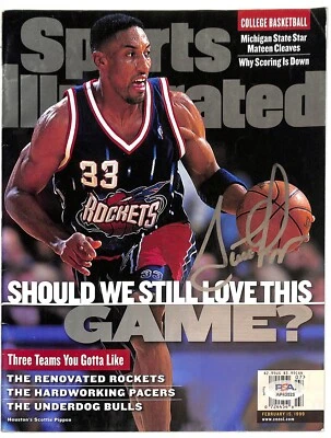 Scottie Pippen Autographed 1999 Sports Illustrated Newstand No Label PSA/DNA - Image 1 of 2