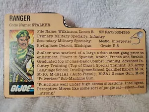 1982 Stalker G.I. Joe Cobra Aktenkarte Vintage Original Maschinenpistole - Bild 1 von 5