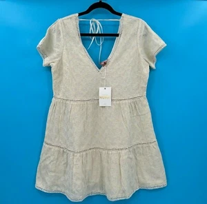 Nuevo con etiquetas Show Me Your MuMu Bordado Encaje Vestido Corto Para Mujer S Boho Crema S/S - Imagen 1 de 12