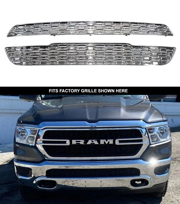 Chrome 2 Piece Grille Grill Insert Overlay Trim FOR 2019-2021 Ram 1500 Tradesman — 第 1/2 张图片