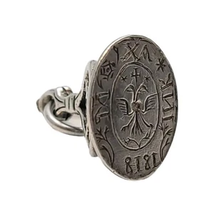 1818 Antique Russian Silver Royal Armorial Wax Seal Stamp Imperial Eagle Arms RU - Picture 1 of 24