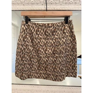 Alberto Makali Beige Leopard Animal Print A-Line Mini Skirt Size 10 - Picture 1 of 5