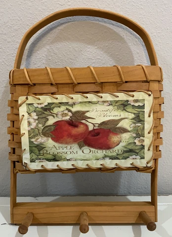 Vtg SUSAN WINGET HANGING BASKET Mail Key Holder APPLE BLOSSOM ORCHARD Design Cover