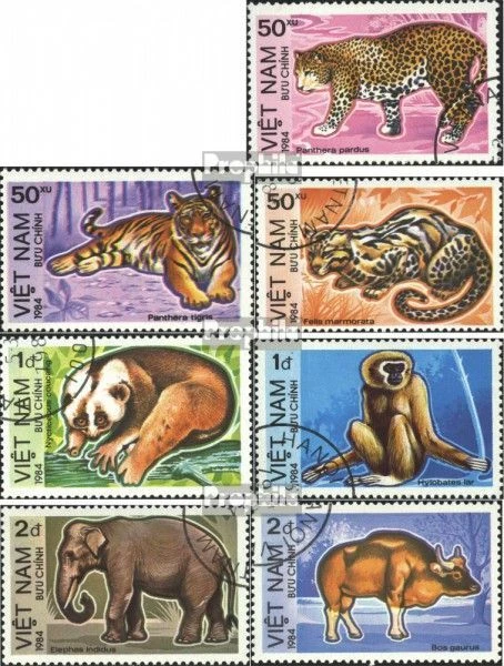 Briefmarkensatz Nicaragua 1984 – Katzen-Motive, Komplett Gestempelt, Katalog-Nr. 2482-2488