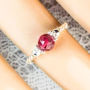 CYNTHIA LYNN "OKTOBERROSE" ROSA TURMALIN STERLINGSILBER STRETCH RING - Bild 1 von 1