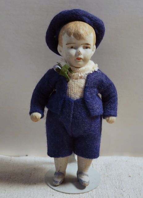 Vintage Bisque Doll Miniature Boy in Top Hat Japan