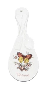 Vintage Löffelablage Halter MCM Schmetterling Blumen Vintage Küche Wyoming Souvenir - Bild 1 von 4