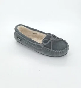 5373 Clarks Womens Suede Moccasin Slippers Grey Size 6M US - Picture 1 of 9