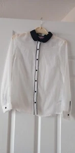 White Sheer Top With Black Collar - Picture 1 of 1