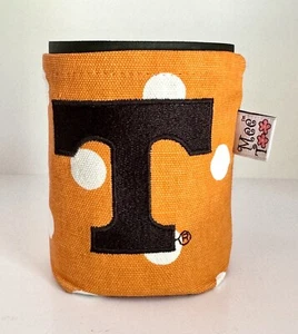 Tennessee Volunteers UT Vols Round Orange Black Polka Dot Big T Drink Can Koozie - Picture 1 of 8