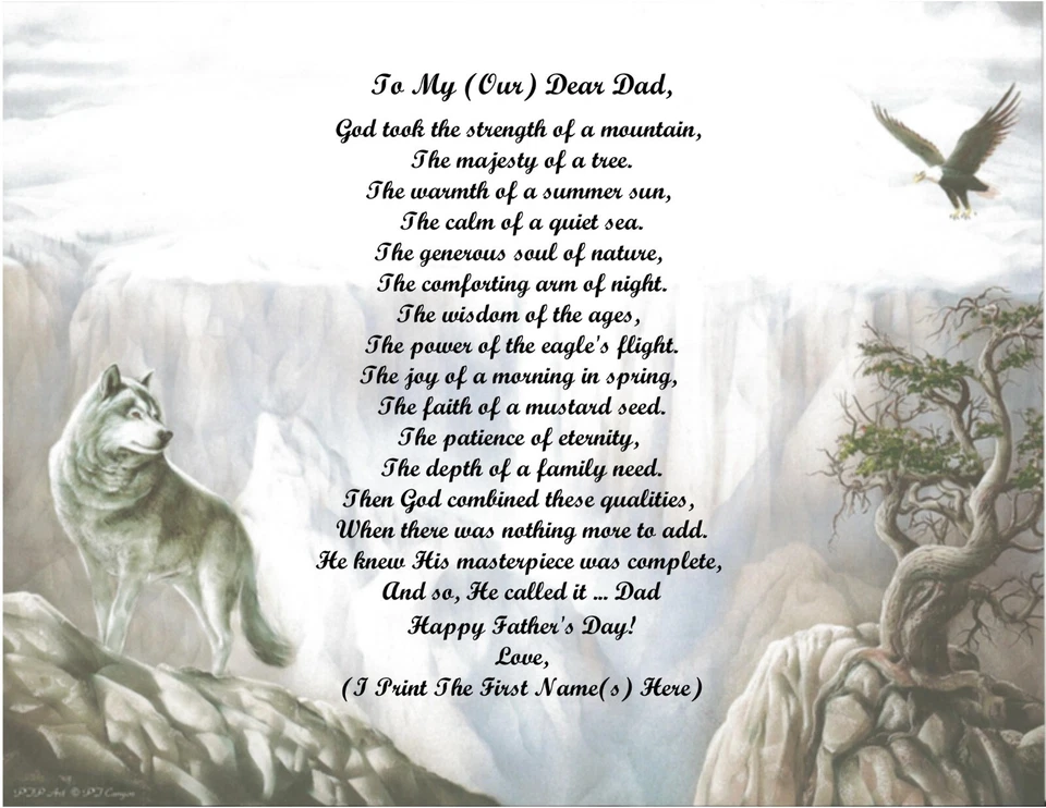 Father's Day Gift 4 Dad from your Son, Daughter, 2+Children Personalized Poem #5 - Image 1 of 1