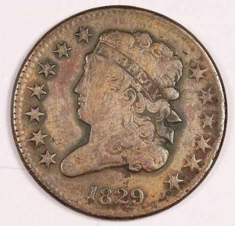 1829 Half Cent.  VF.  176403 Cover