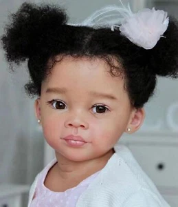 30" Painted Reborn Baby Doll Kit DIY African Dark Skin Hand-Rooted Hair Girl Toy - Picture 1 of 5
