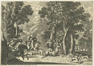 Antique Print of Deer Hunting by le Pautre (c.1680) - Picture 1 of 1