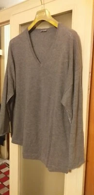 Pullover "FIORELLA RUBINO" misura L grigio melange con profili argentati - Immagine 1 di 4